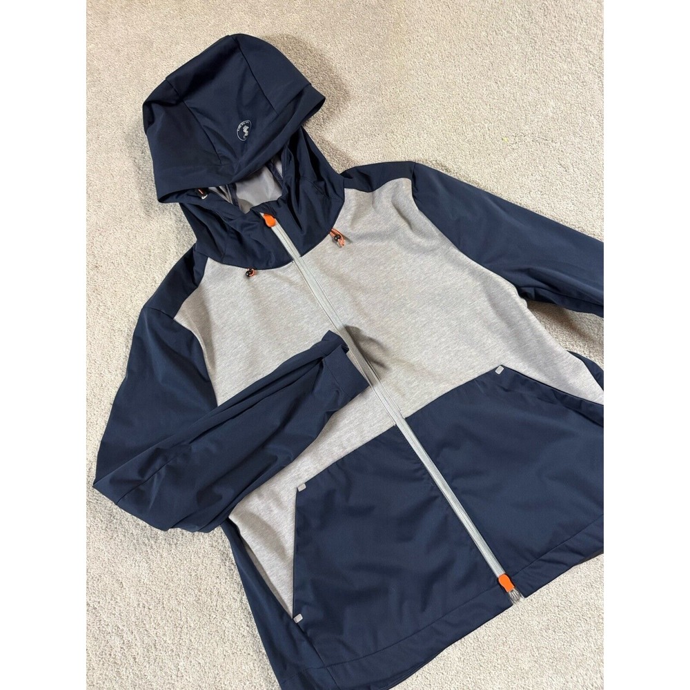 Save The Duck USA FEBA‎ HOODED JACKET Navy Blue/Light Grey Large Euc W/ Bag
